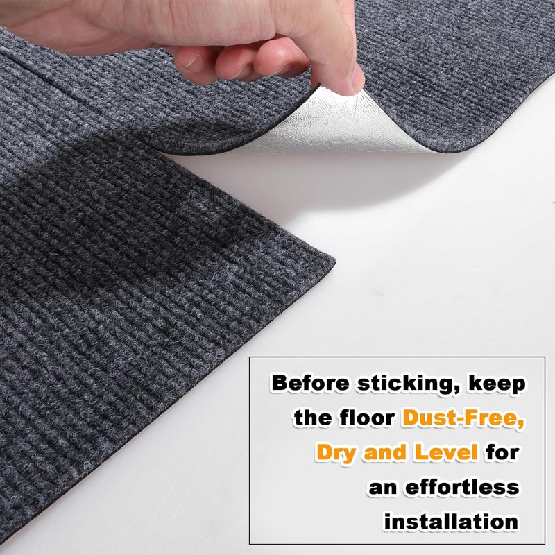 AKOLAFE 30PCS Peel and Stick Carpet Tiles 12”x12” Self Adhesive Carpet Squares for Basement Carpet for Concrete Floor Non Skid Black Carpet Tiles Clearance on Indoor Outdoor Carpets Squares Commercial - Image 3